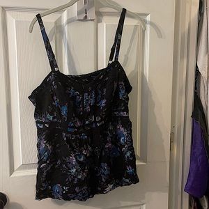 Floral Adjustable Spaghetti Strap Tank w/Stretch